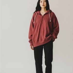 Women's Paper Crane Burgundy Half-Zip Hoodie Size Small
